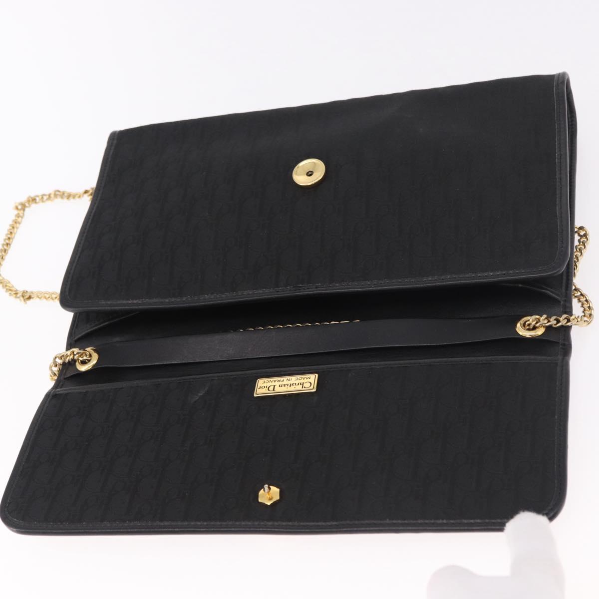 Christian Dior Trotter Chain Shoulder Bag Black Gold Auth 187932V