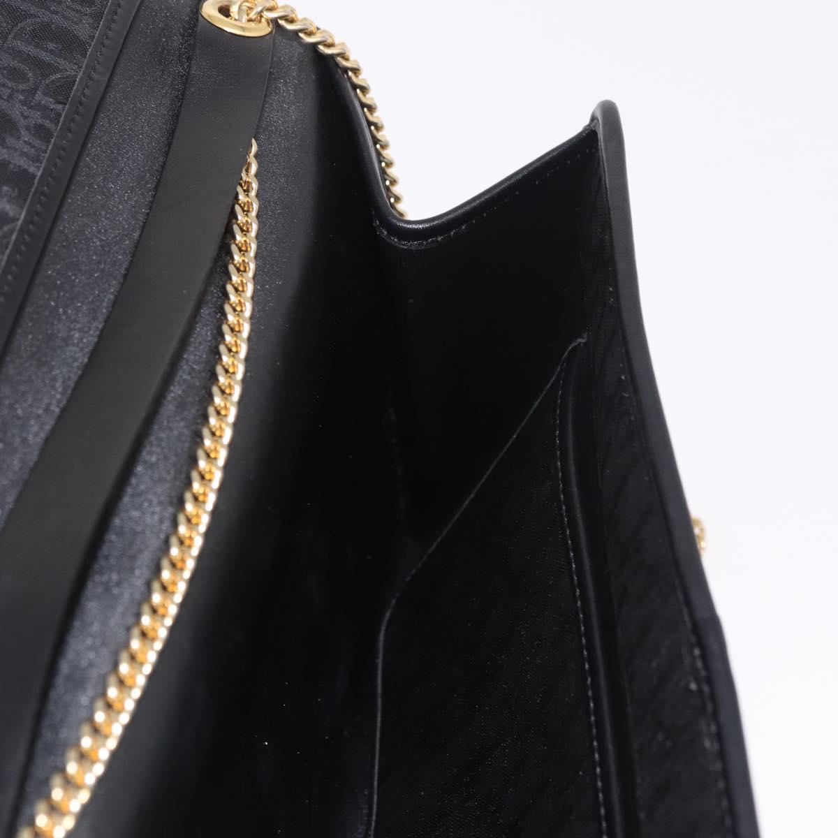Christian Dior Trotter Chain Shoulder Bag Black Gold Auth 187932V