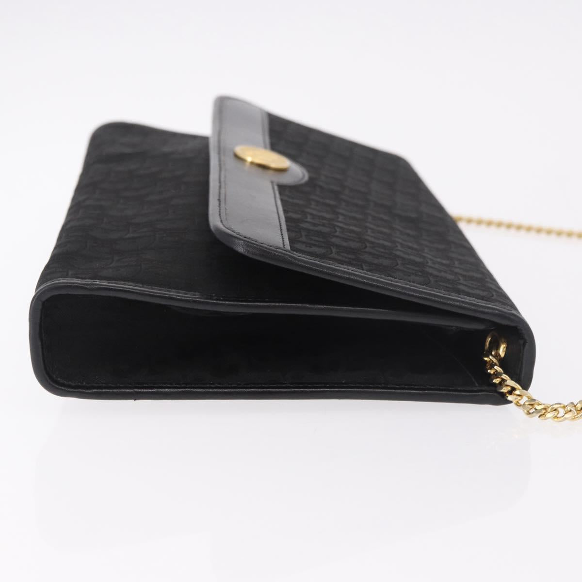 Christian Dior Trotter Chain Shoulder Bag Black Gold Auth 187932V