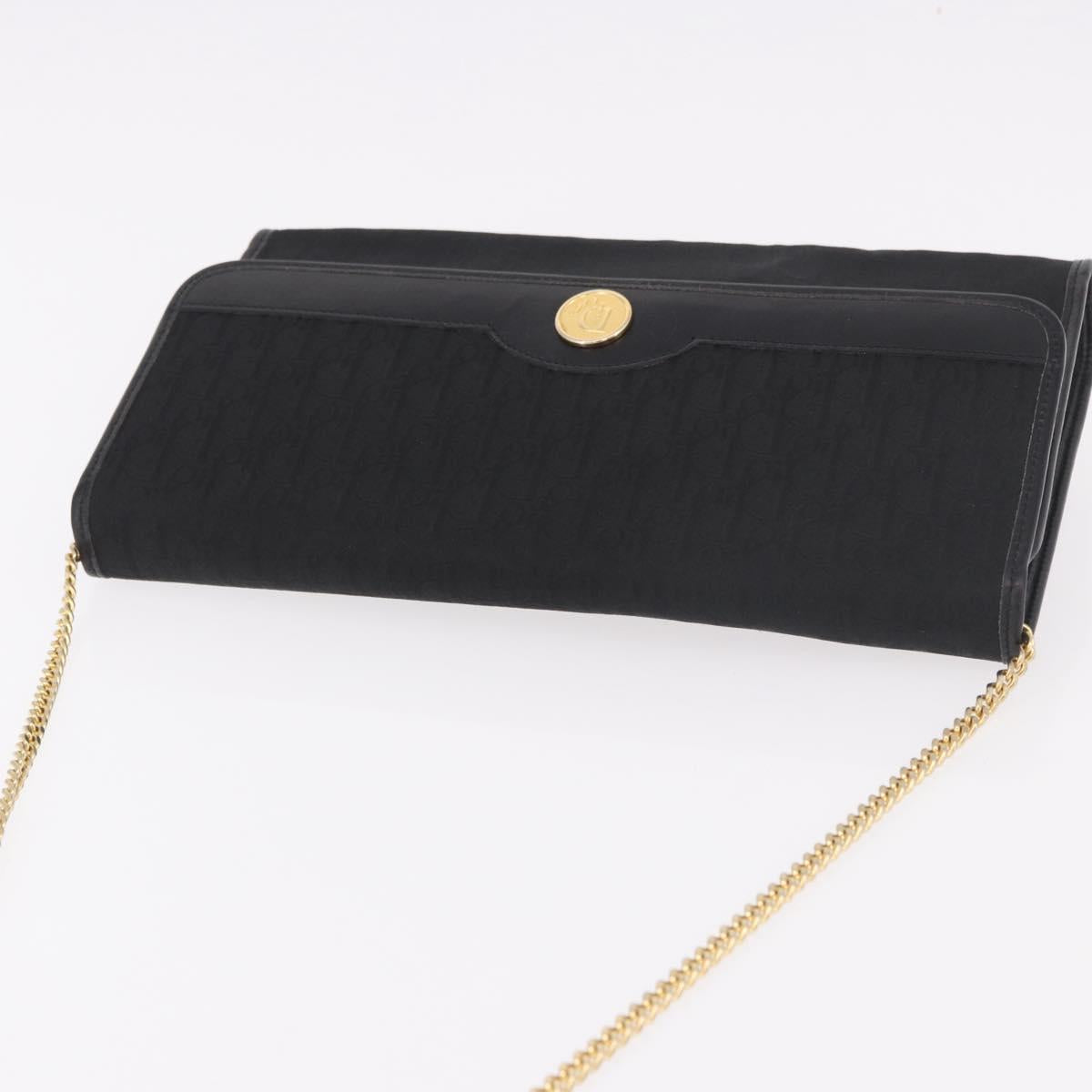 Christian Dior Trotter Chain Shoulder Bag Black Gold Auth 187932V