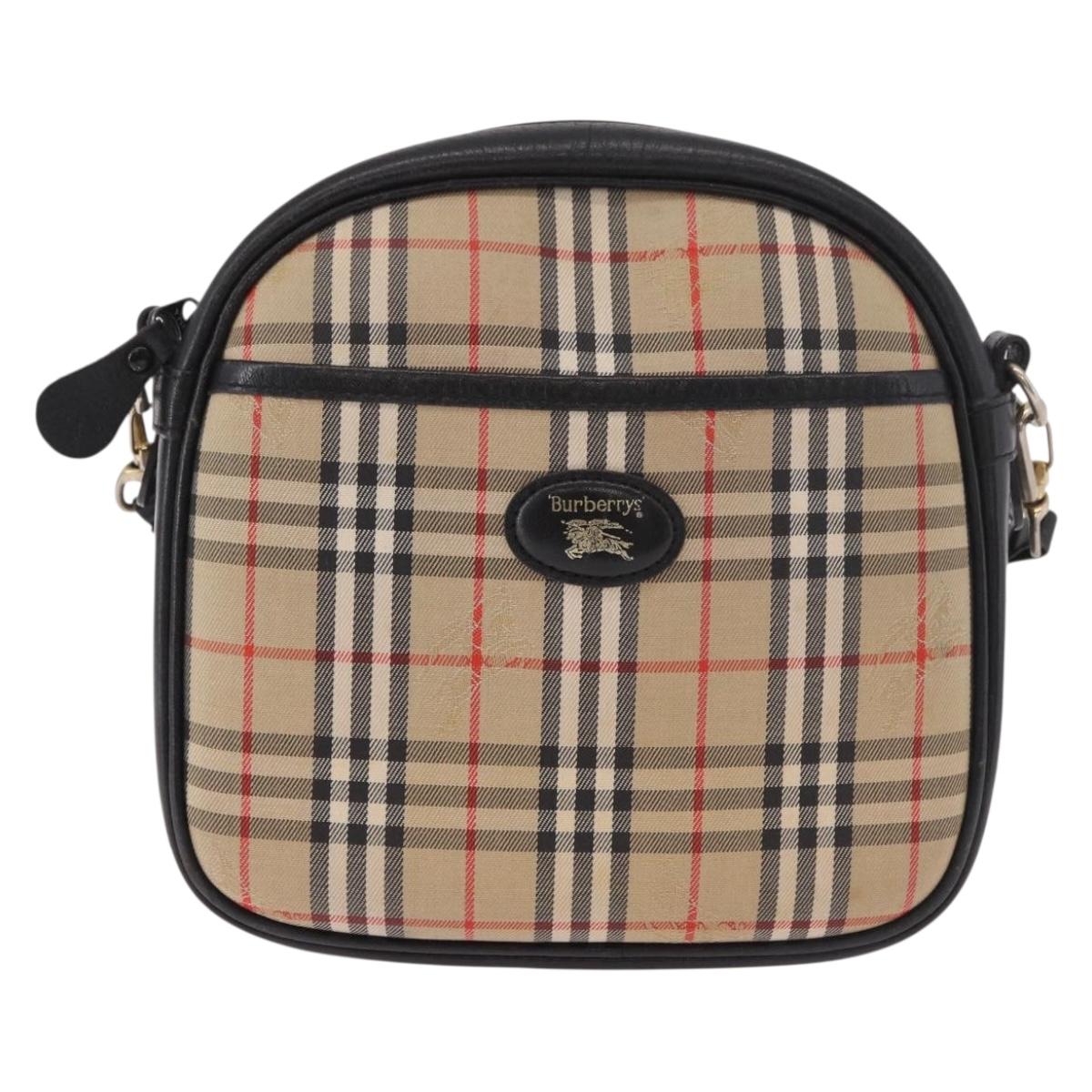 Burberrys Nova Check Shoulder Bag Canvas Beige Gold Auth 187940A