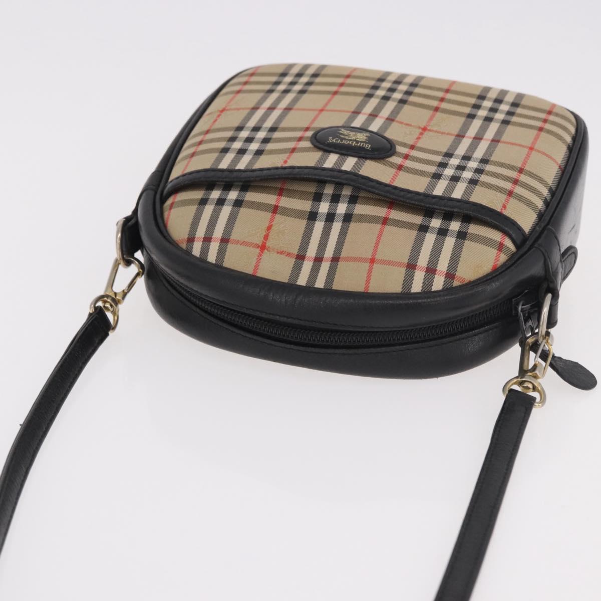 Burberrys Nova Check Shoulder Bag Canvas Beige Gold Auth 187940A