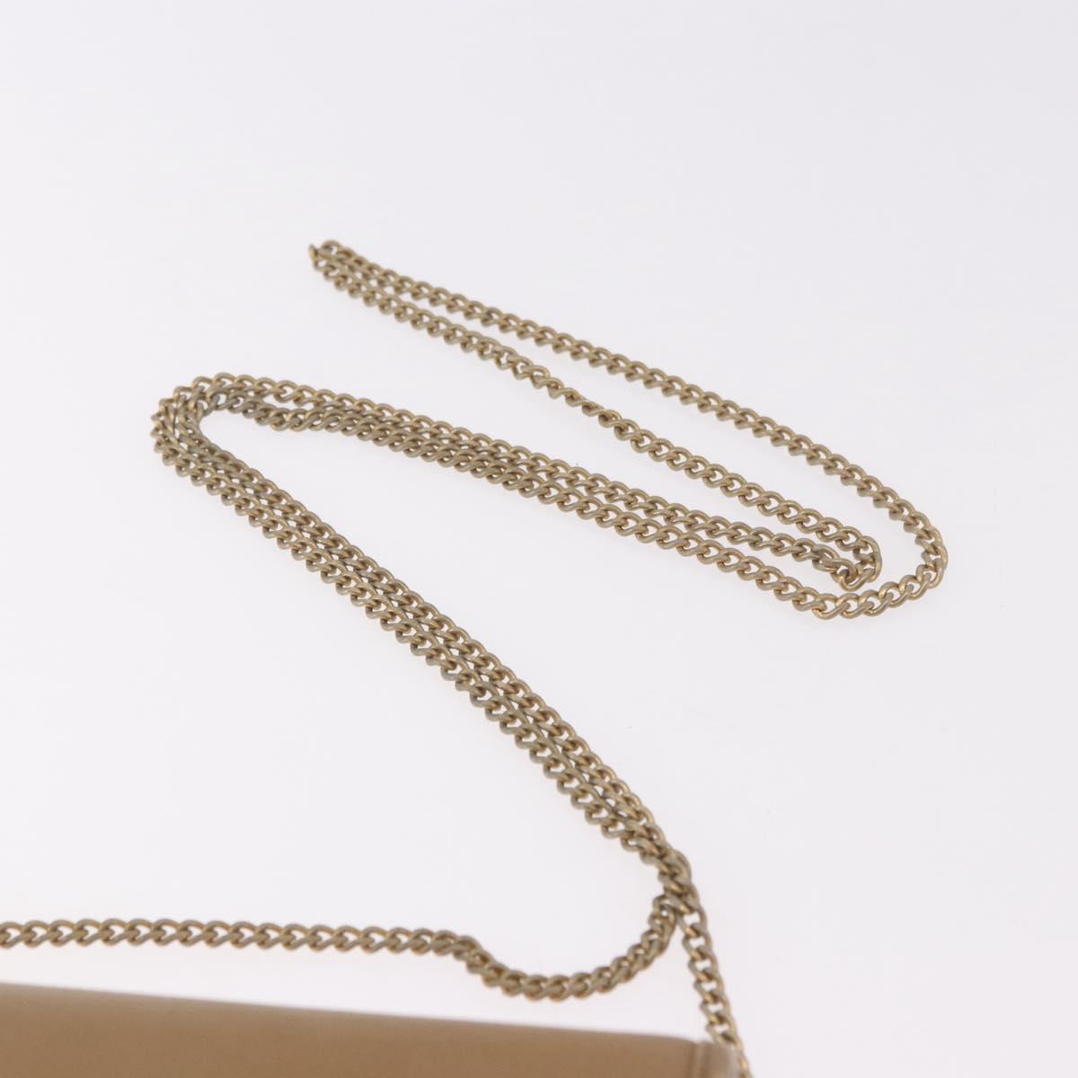 Christian Dior Chain Shoulder Bag Leather Beige Gold Auth 187941