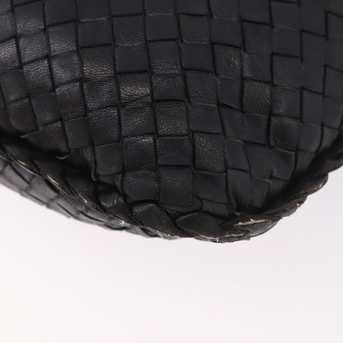 BOTTEGA VENETA INTRECCIATO Shoulder Bag Black Gold Auth 187954V
