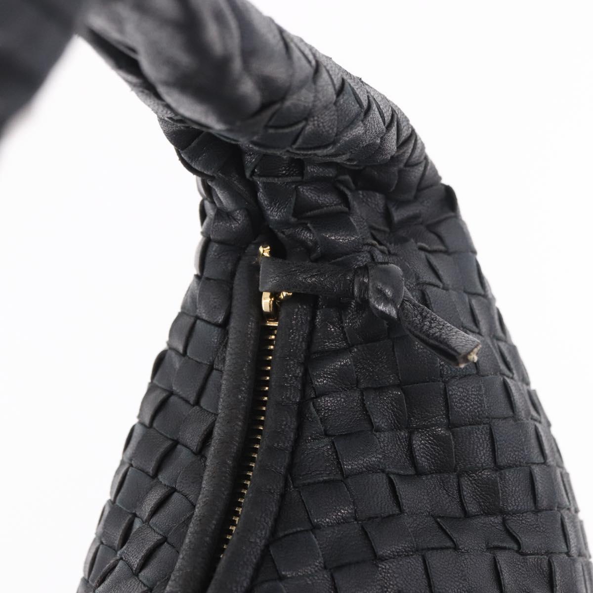 BOTTEGA VENETA INTRECCIATO Shoulder Bag Black Gold Auth 187954V