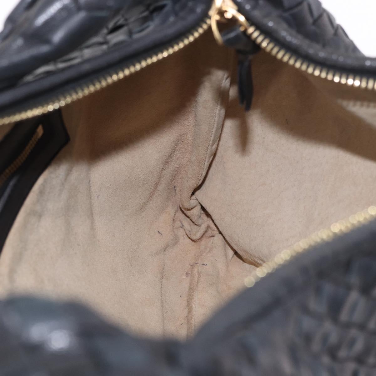 BOTTEGA VENETA INTRECCIATO Shoulder Bag Black Gold Auth 187954V