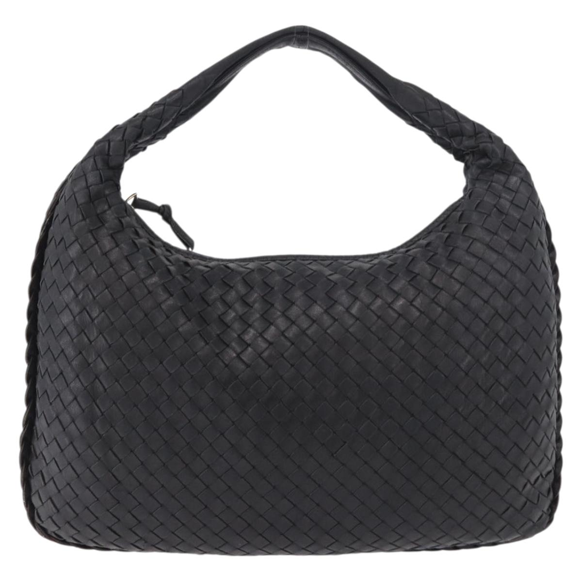 BOTTEGA VENETA INTRECCIATO Shoulder Bag Black Gold Auth 187954V