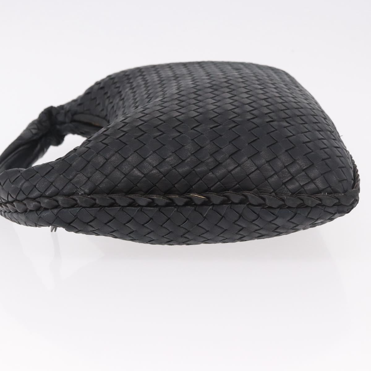 BOTTEGA VENETA INTRECCIATO Shoulder Bag Black Gold Auth 187954V