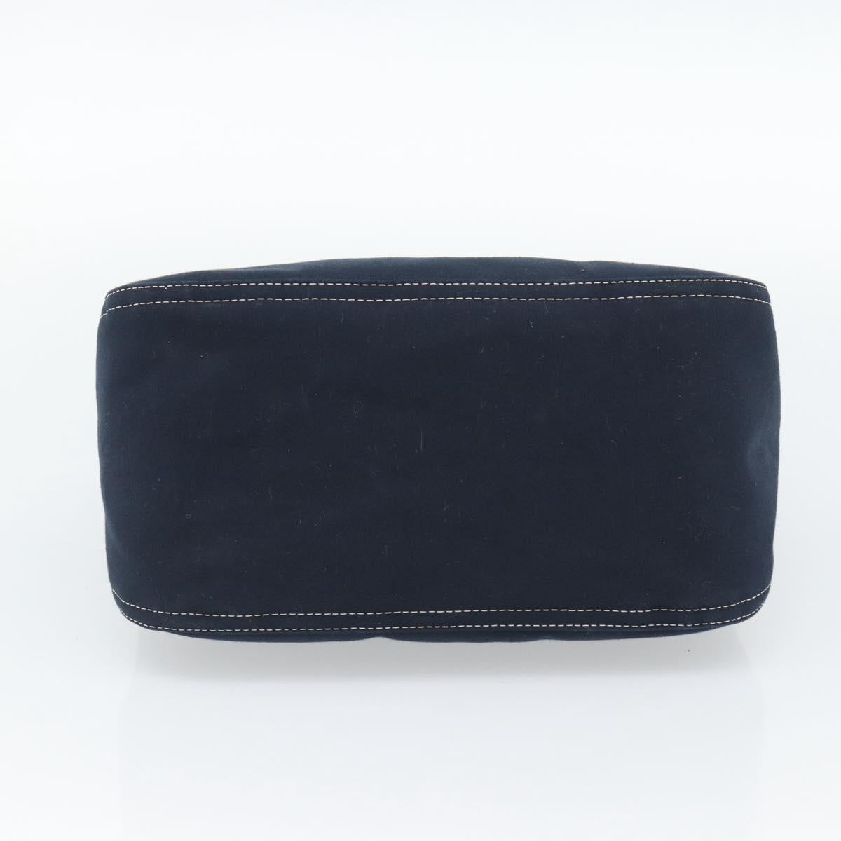 FENDI Mamma Baguette Shoulder Bag Canvas Navy Silver Auth 187955V