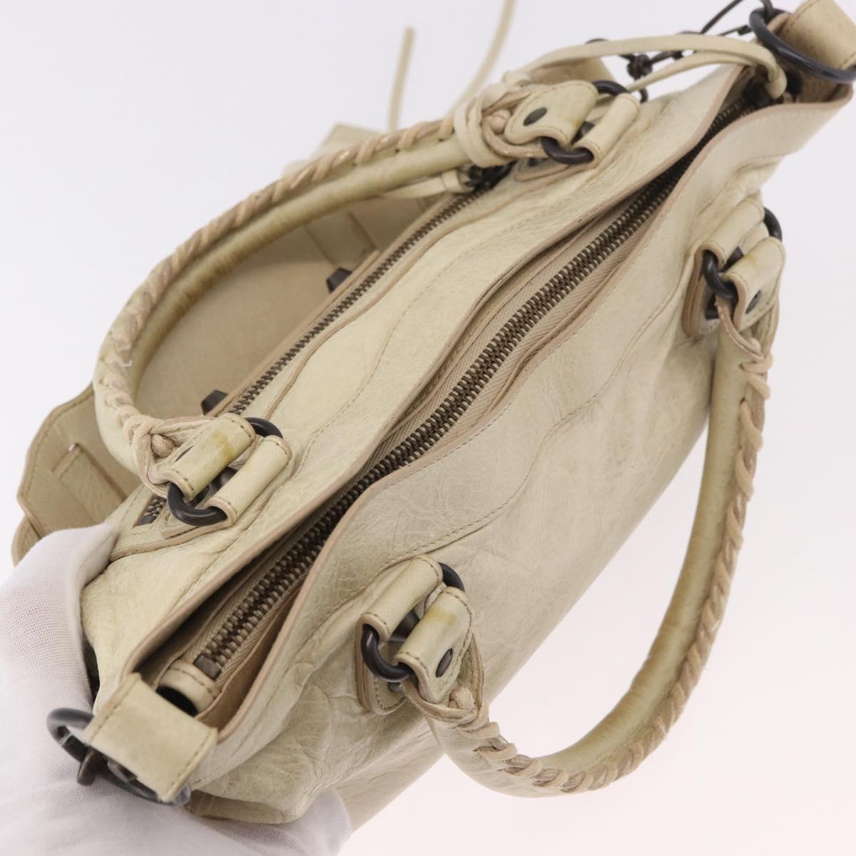 BALENCIAGA The First Hand Bag Leather 2way Ivory 103208 Auth 187956V