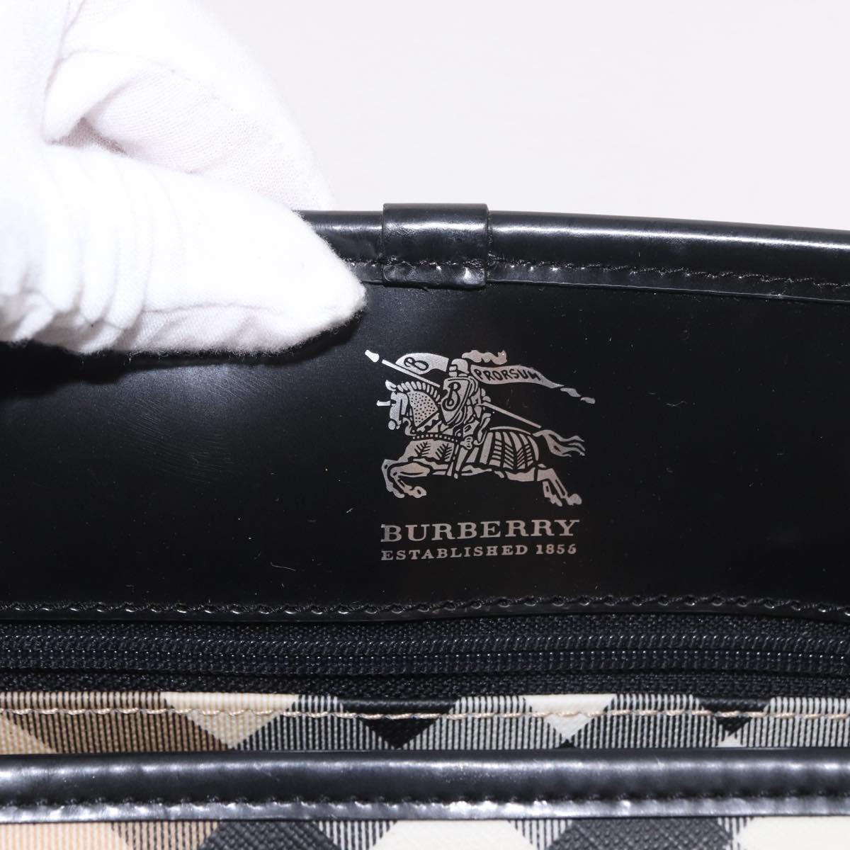 BURBERRY Nova Check Tote Bag PVC Beige Silver Auth 187957