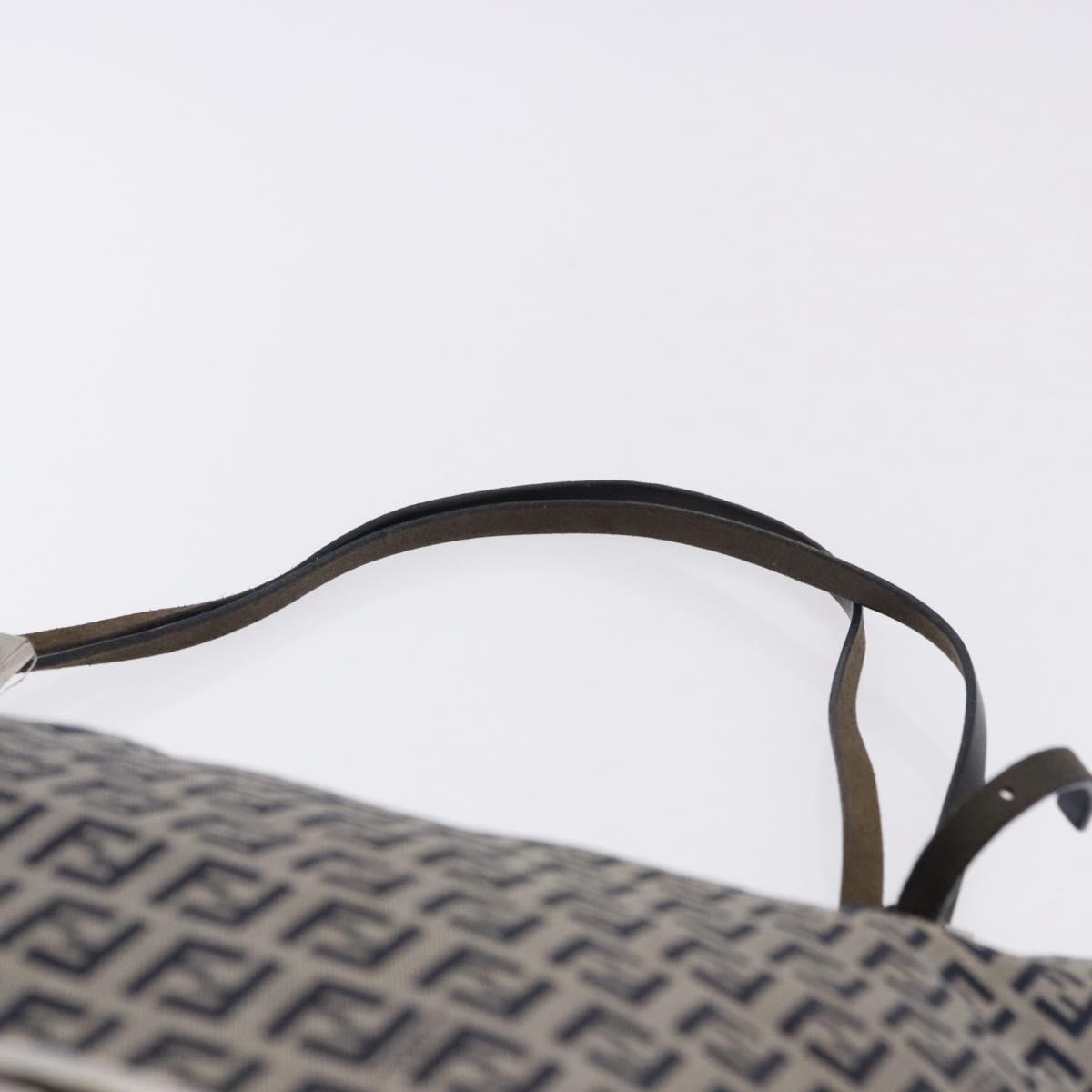 FENDI Zucchino Tote Bag Navy Silver Auth 187958