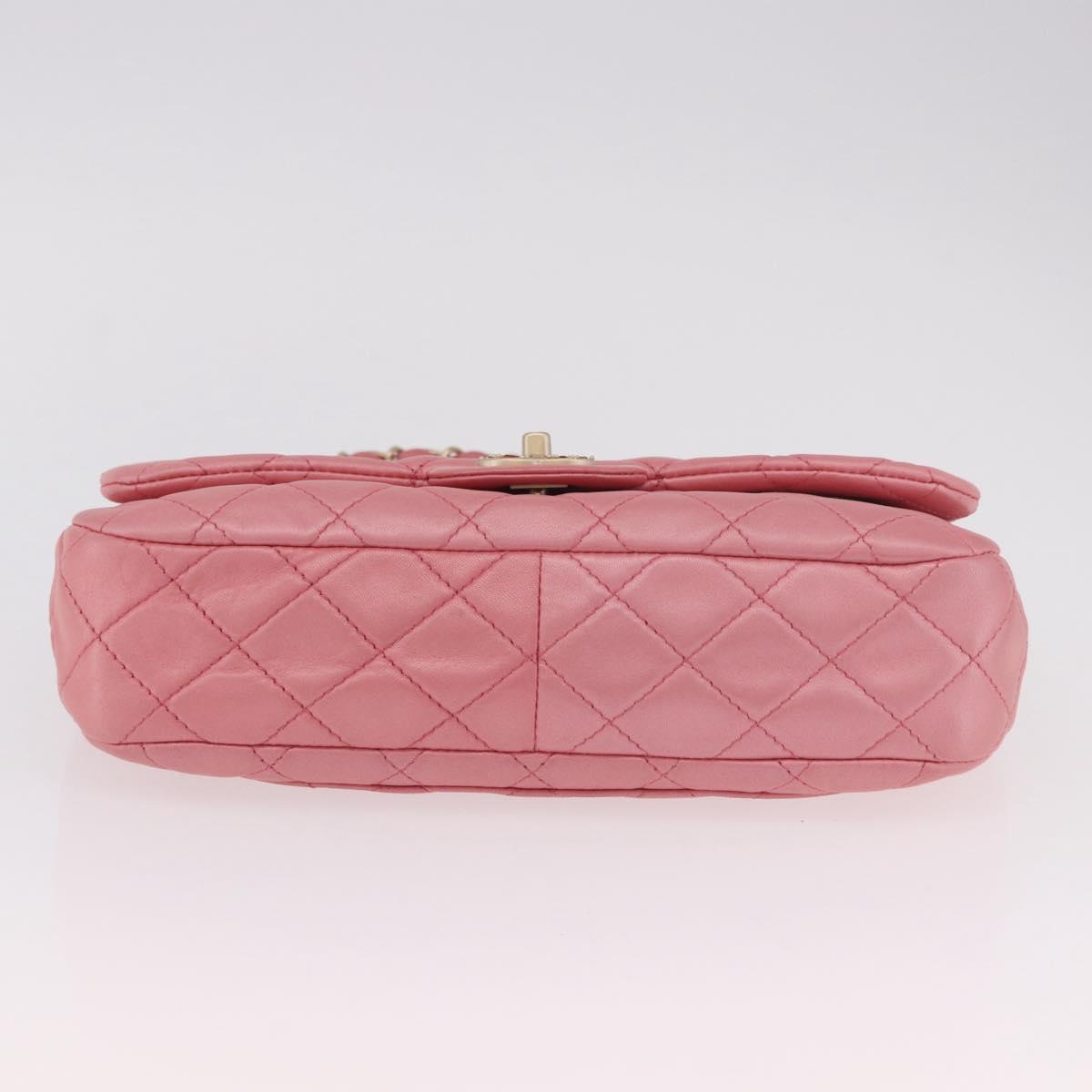 CHANEL Matelasse 30 Chain Shoulder Bag Lamb Skin Pink Gold CC Auth 187963SM