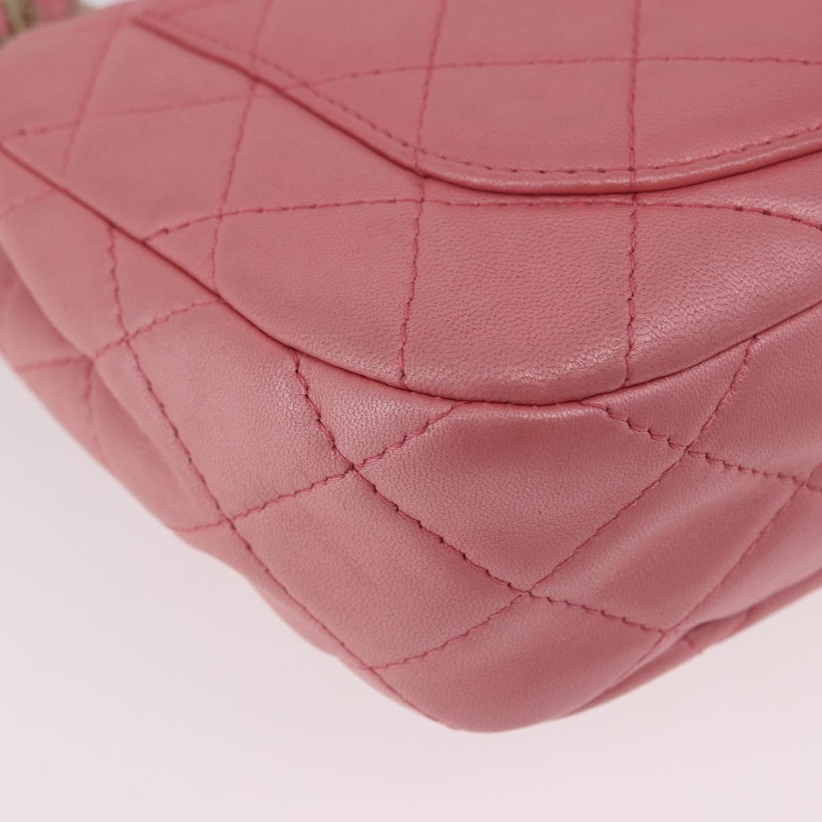 CHANEL Matelasse 30 Chain Shoulder Bag Lamb Skin Pink Gold CC Auth 187963SM