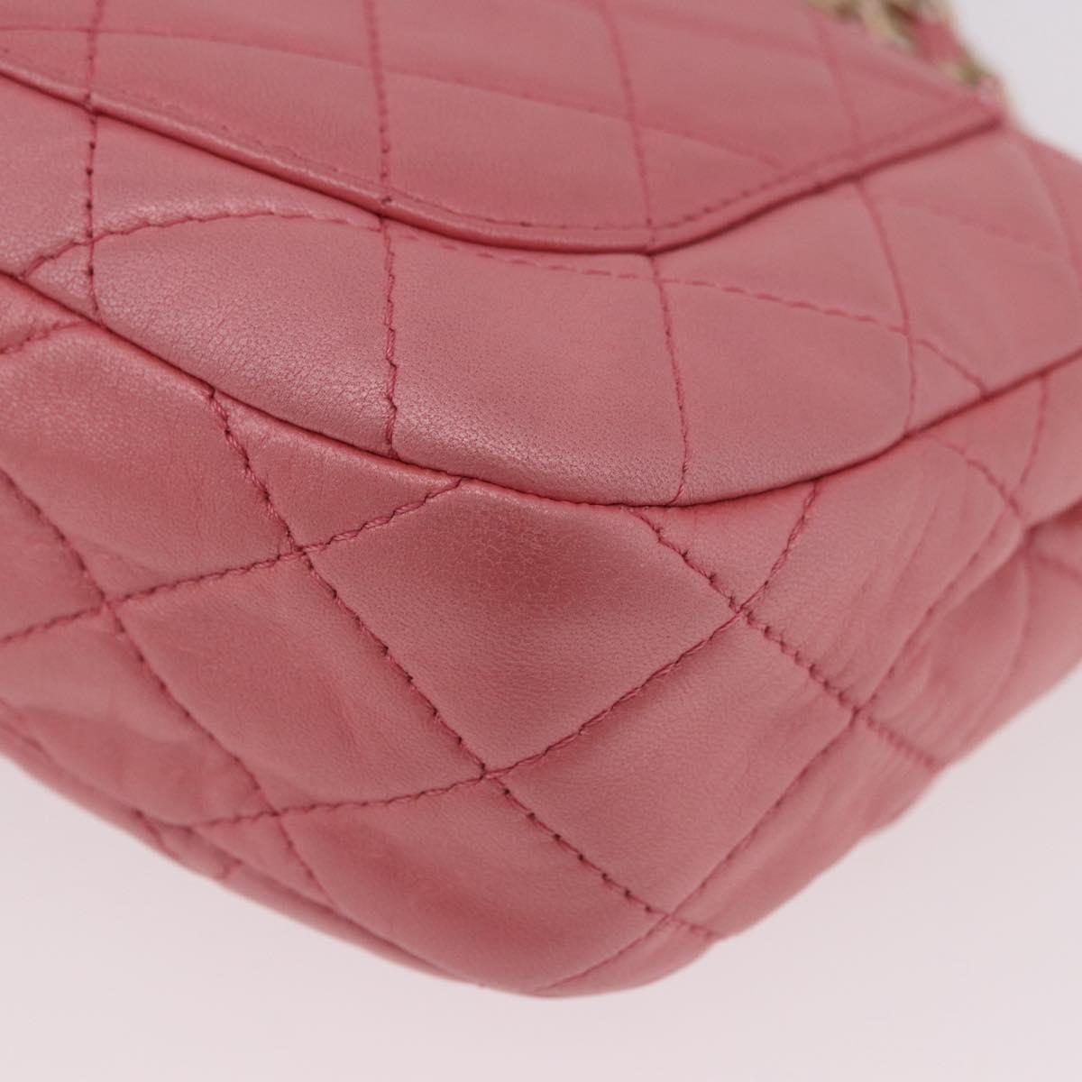 CHANEL Matelasse 30 Chain Shoulder Bag Lamb Skin Pink Gold CC Auth 187963SM