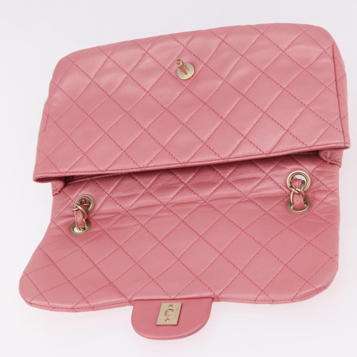 CHANEL Matelasse 30 Chain Shoulder Bag Lamb Skin Pink Gold CC Auth 187963SM