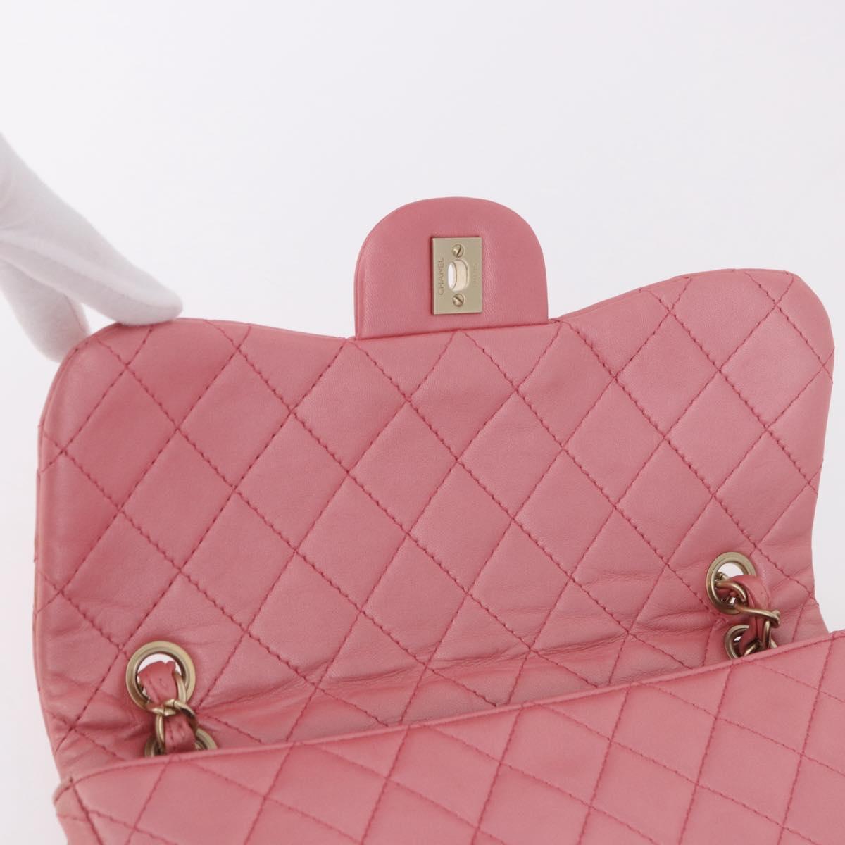 CHANEL Matelasse 30 Chain Shoulder Bag Lamb Skin Pink Gold CC Auth 187963SM