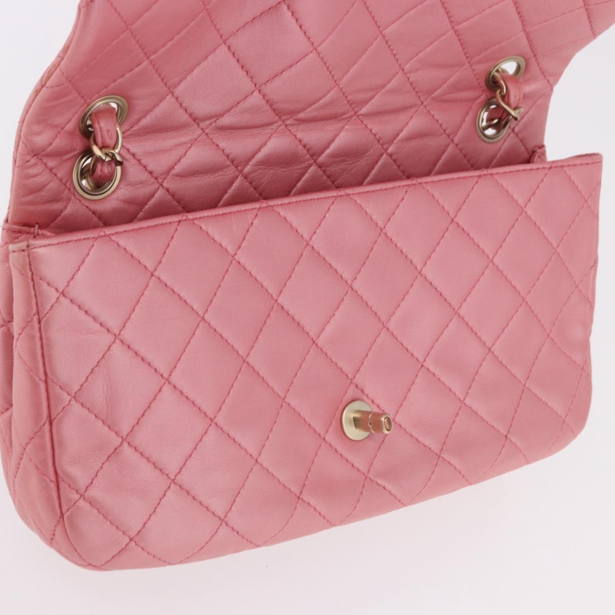 CHANEL Matelasse 30 Chain Shoulder Bag Lamb Skin Pink Gold CC Auth 187963SM