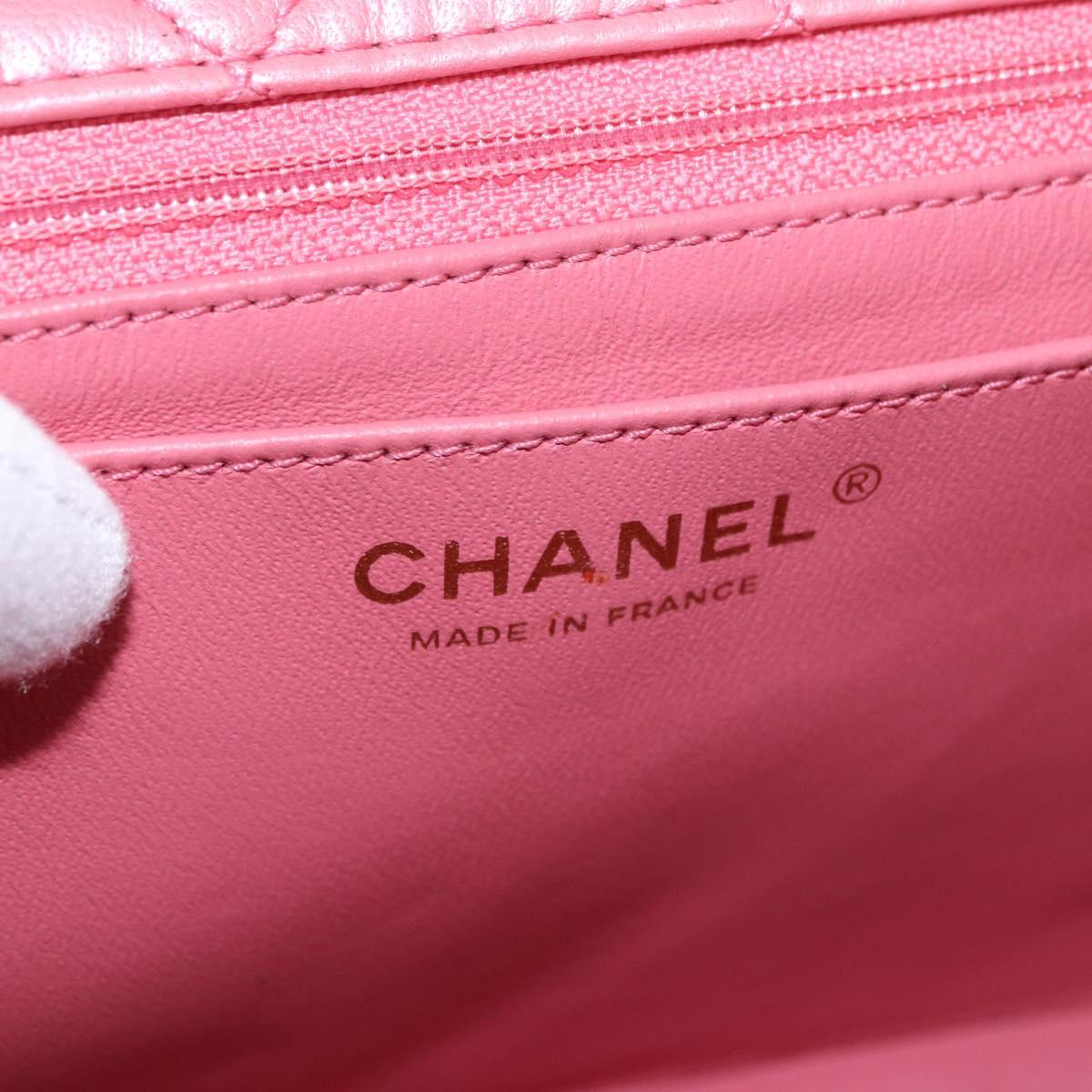 CHANEL Matelasse 30 Chain Shoulder Bag Lamb Skin Pink Gold CC Auth 187963SM