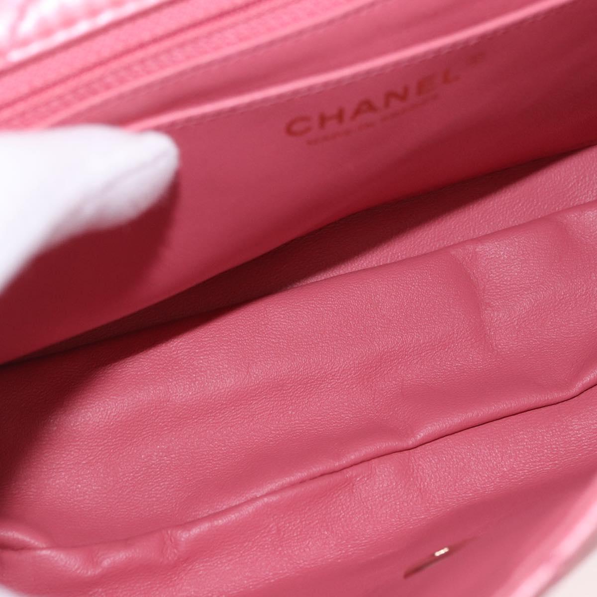 CHANEL Matelasse 30 Chain Shoulder Bag Lamb Skin Pink Gold CC Auth 187963SM