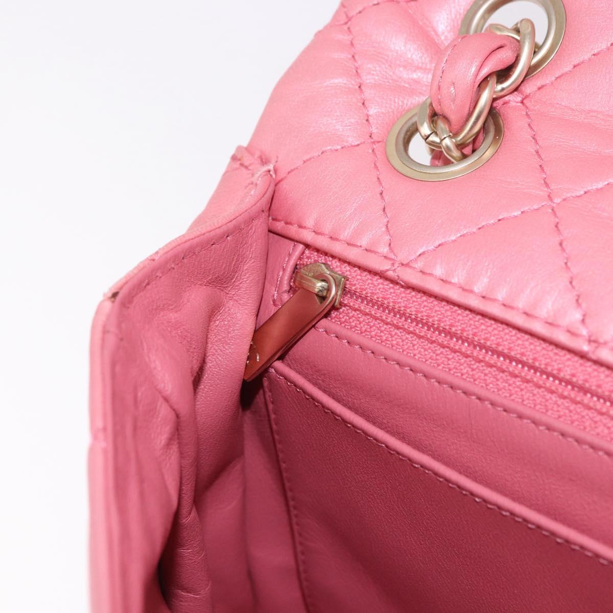 CHANEL Matelasse 30 Chain Shoulder Bag Lamb Skin Pink Gold CC Auth 187963SM