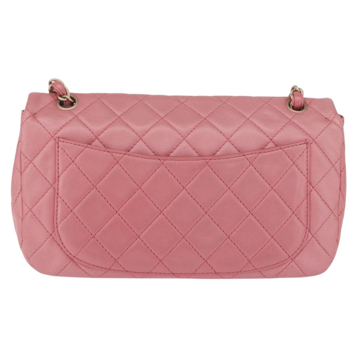 CHANEL Matelasse 30 Chain Shoulder Bag Lamb Skin Pink Gold CC Auth 187963SM