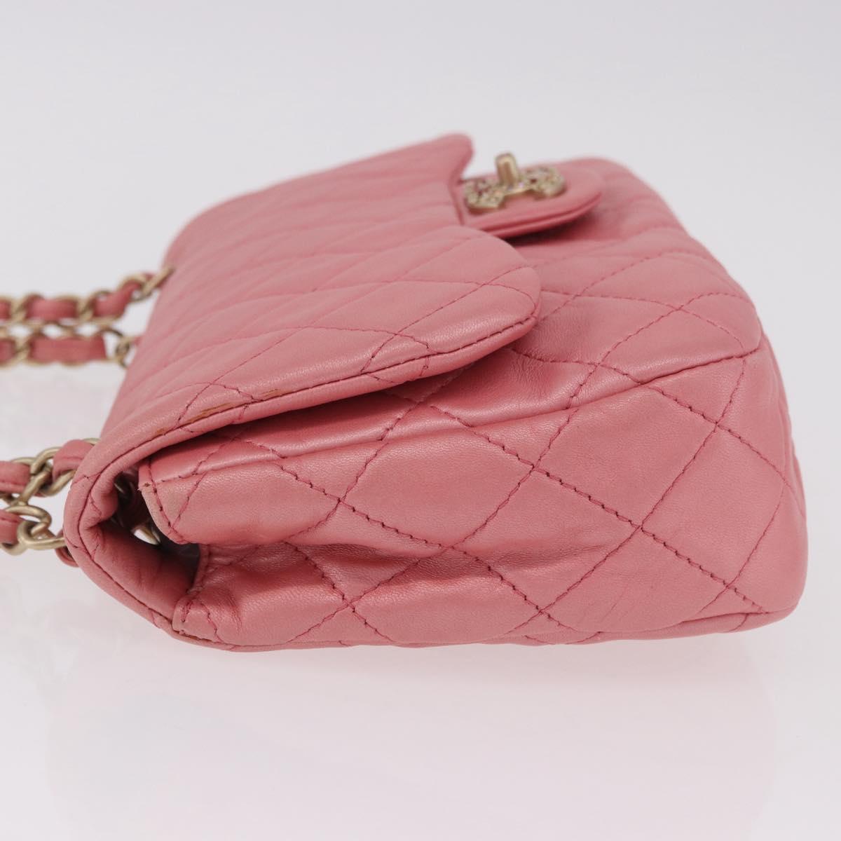 CHANEL Matelasse 30 Chain Shoulder Bag Lamb Skin Pink Gold CC Auth 187963SM