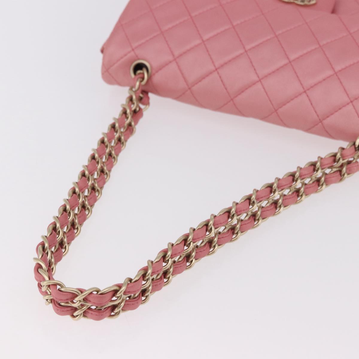CHANEL Matelasse 30 Chain Shoulder Bag Lamb Skin Pink Gold CC Auth 187963SM