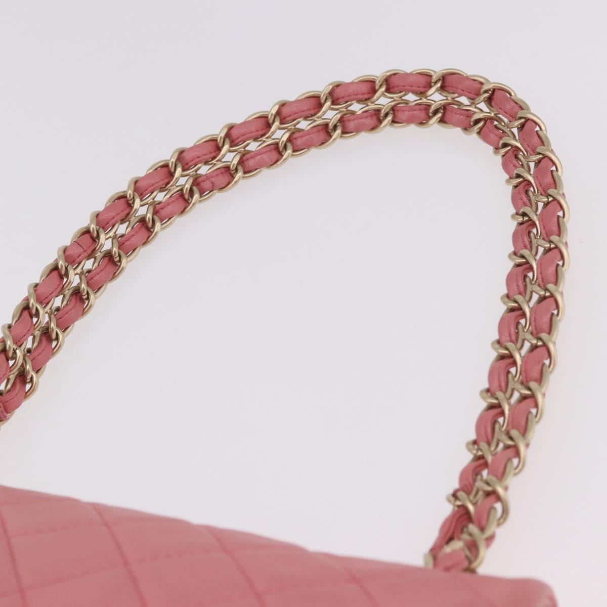 CHANEL Matelasse 30 Chain Shoulder Bag Lamb Skin Pink Gold CC Auth 187963SM