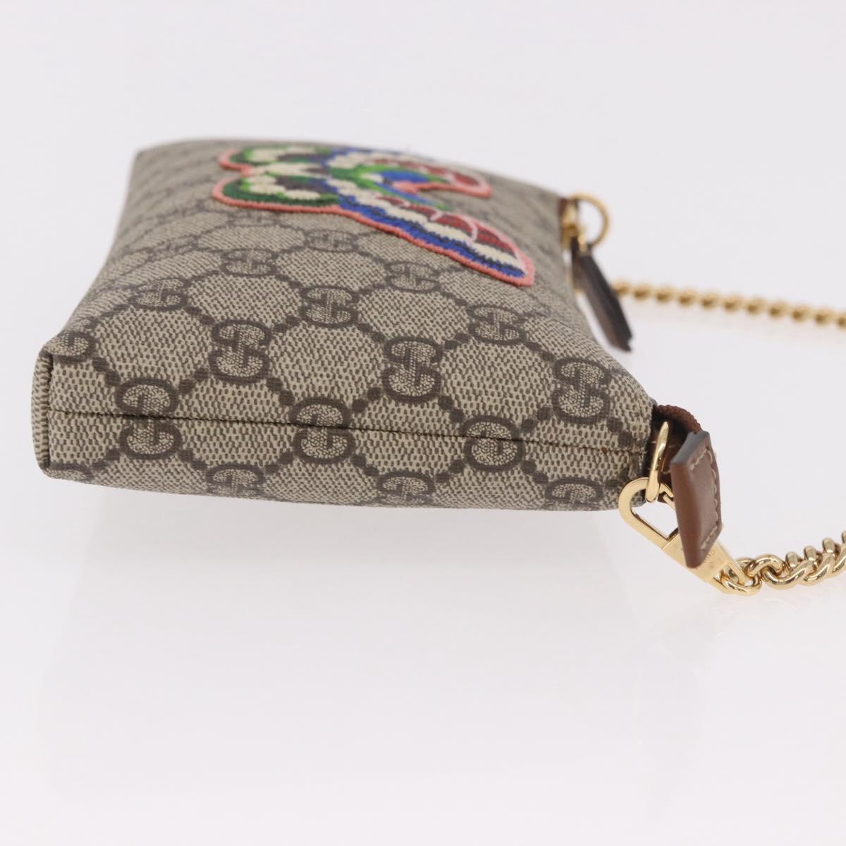 GUCCI GG Supreme Chain Accessory Pouch PVC Beige Gold 456866 Auth 187966V