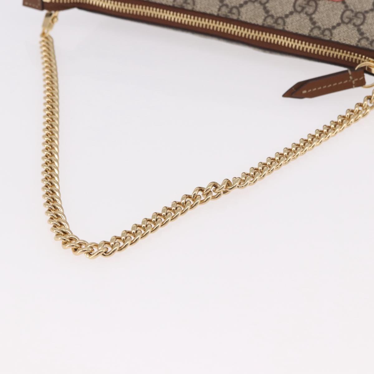 GUCCI GG Supreme Chain Accessory Pouch PVC Beige Gold 456866 Auth 187966V