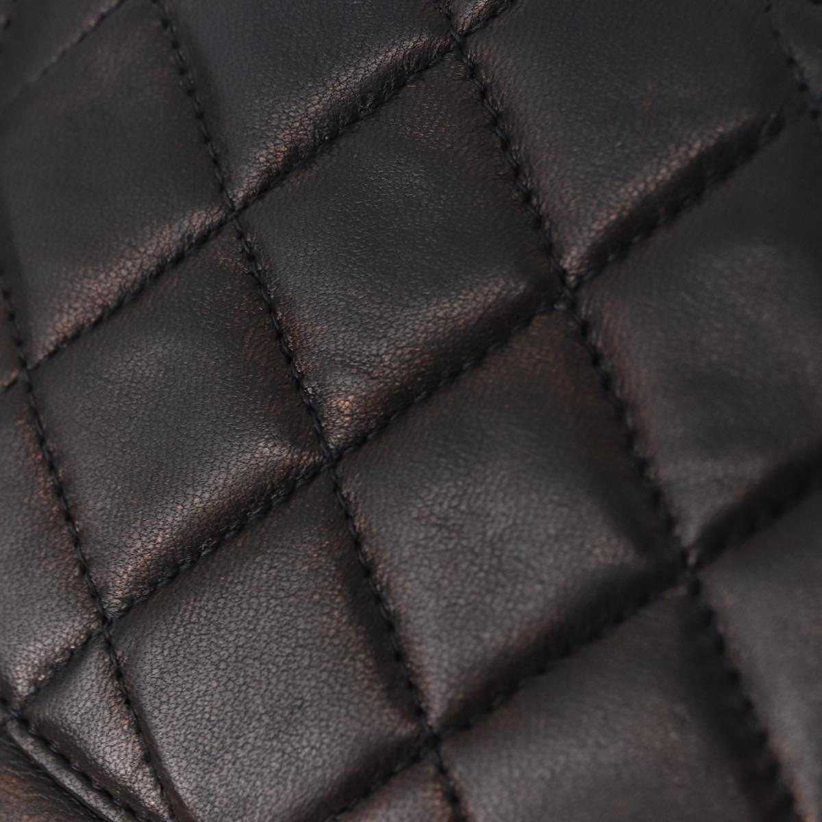 CHANEL Matelasse 25 Chain Shoulder Bag Lamb Skin Black Gold CC Auth 187967SM