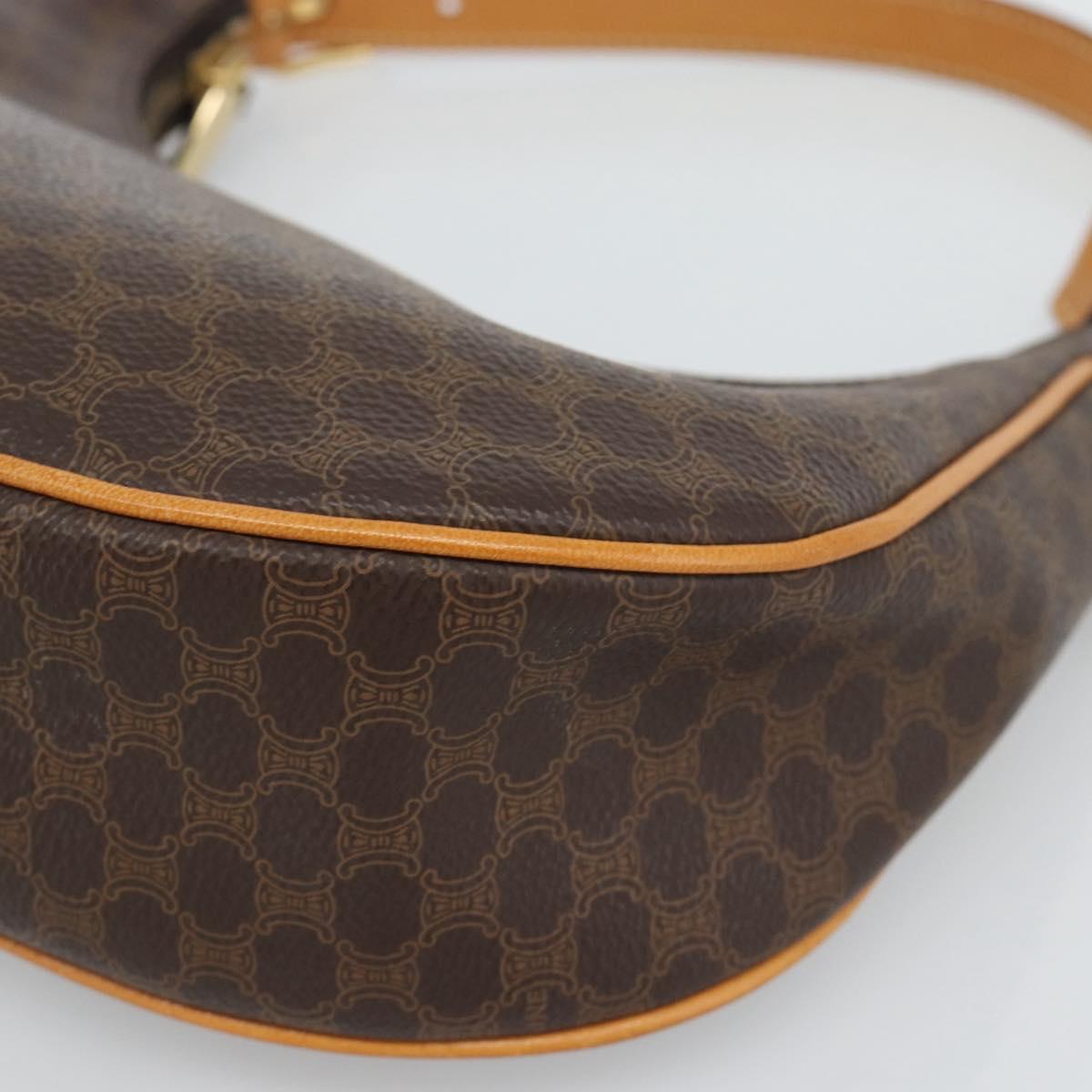 CELINE Macadam Canvas Hand Bag PVC Leather Brown Gold Auth 187973V
