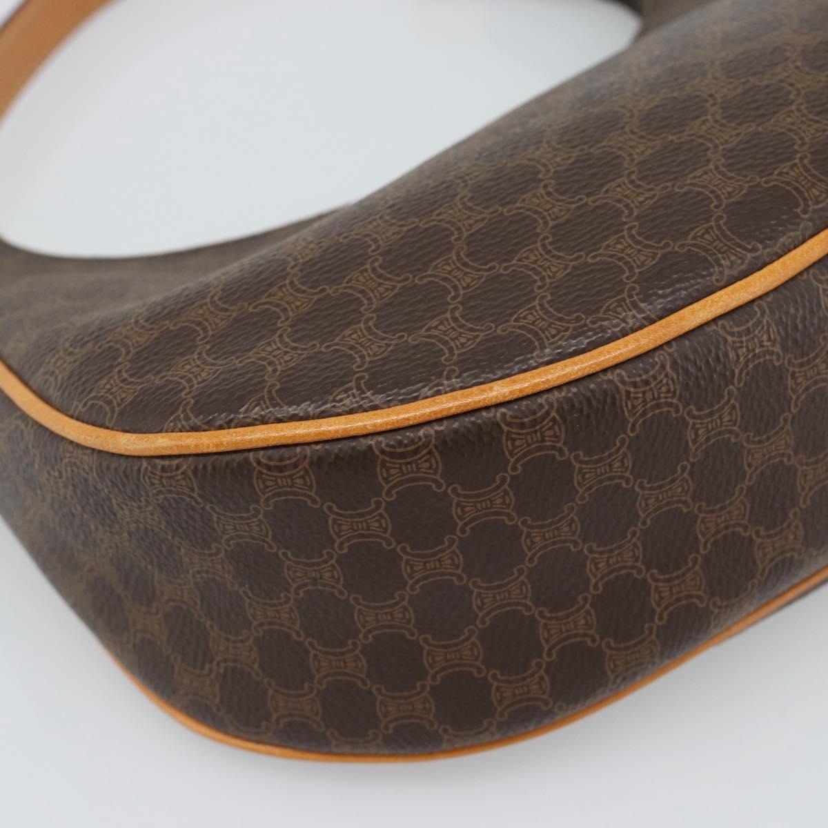 CELINE Macadam Canvas Hand Bag PVC Leather Brown Gold Auth 187973V