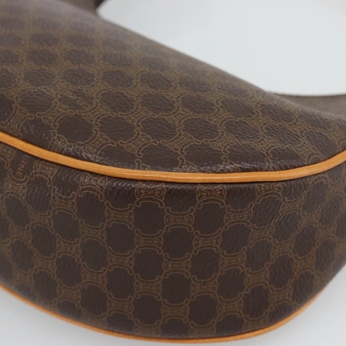 CELINE Macadam Canvas Hand Bag PVC Leather Brown Gold Auth 187973V