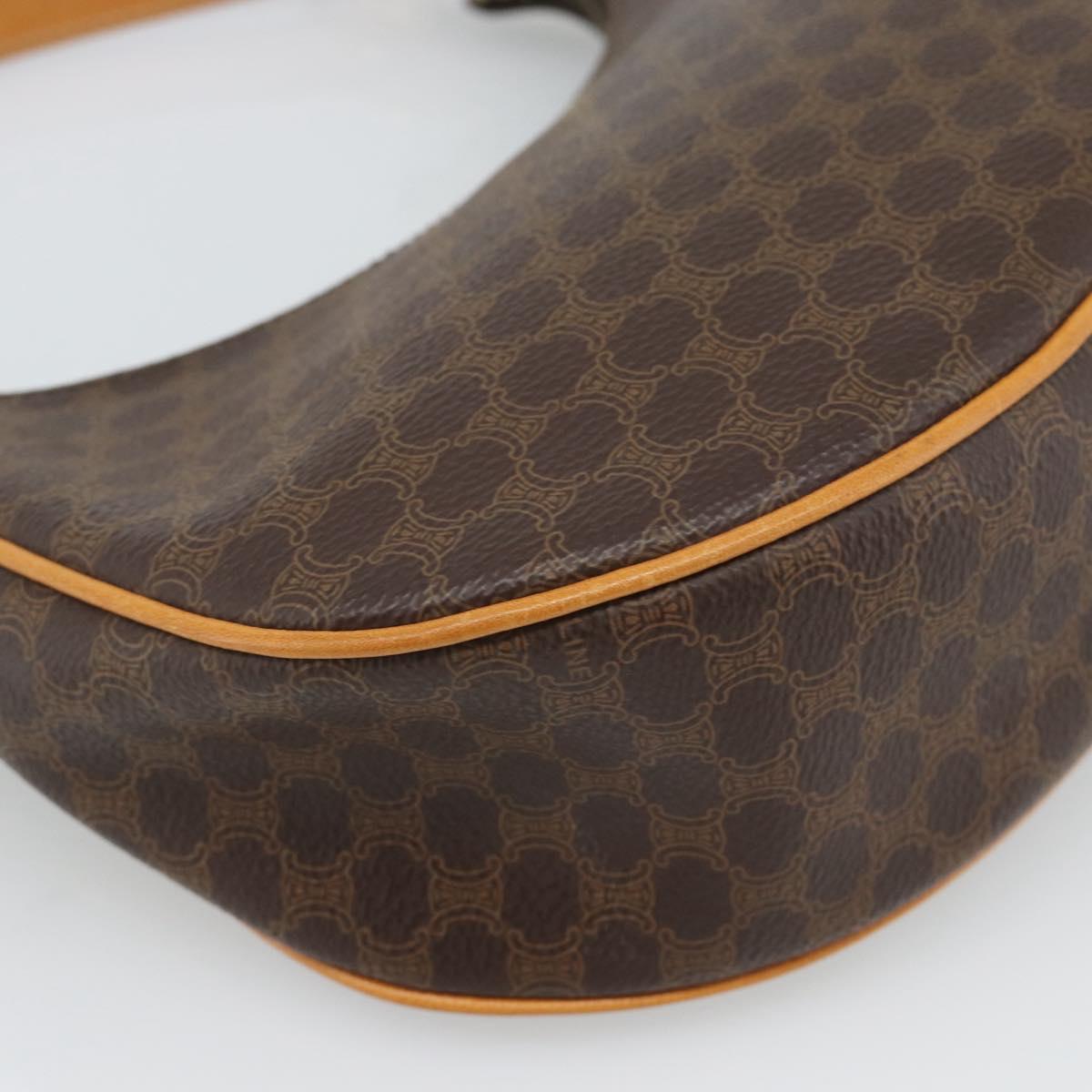 CELINE Macadam Canvas Hand Bag PVC Leather Brown Gold Auth 187973V