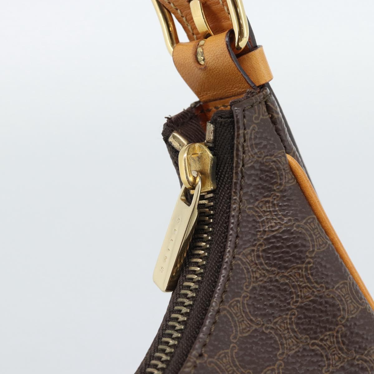 CELINE Macadam Canvas Hand Bag PVC Leather Brown Gold Auth 187973V