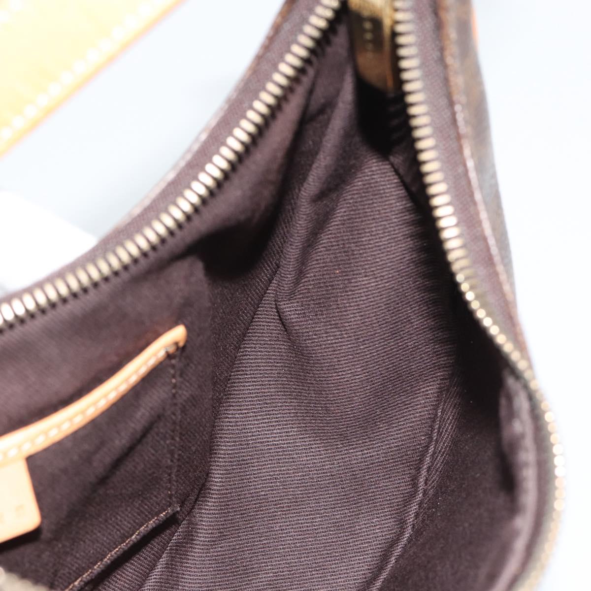 CELINE Macadam Canvas Hand Bag PVC Leather Brown Gold Auth 187973V