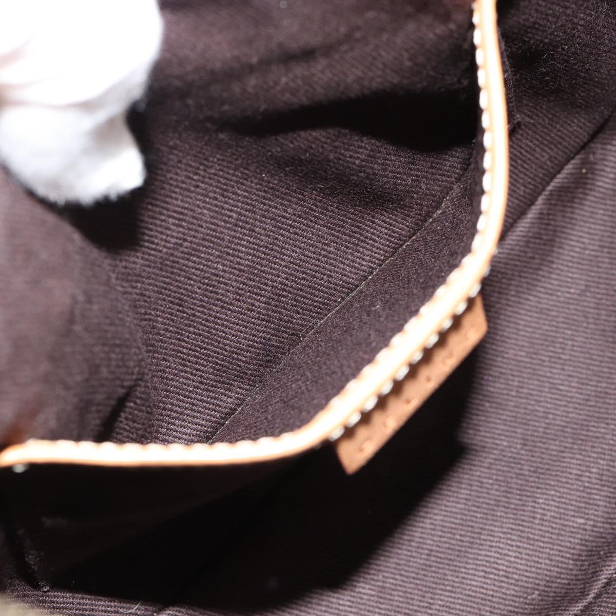 CELINE Macadam Canvas Hand Bag PVC Leather Brown Gold Auth 187973V