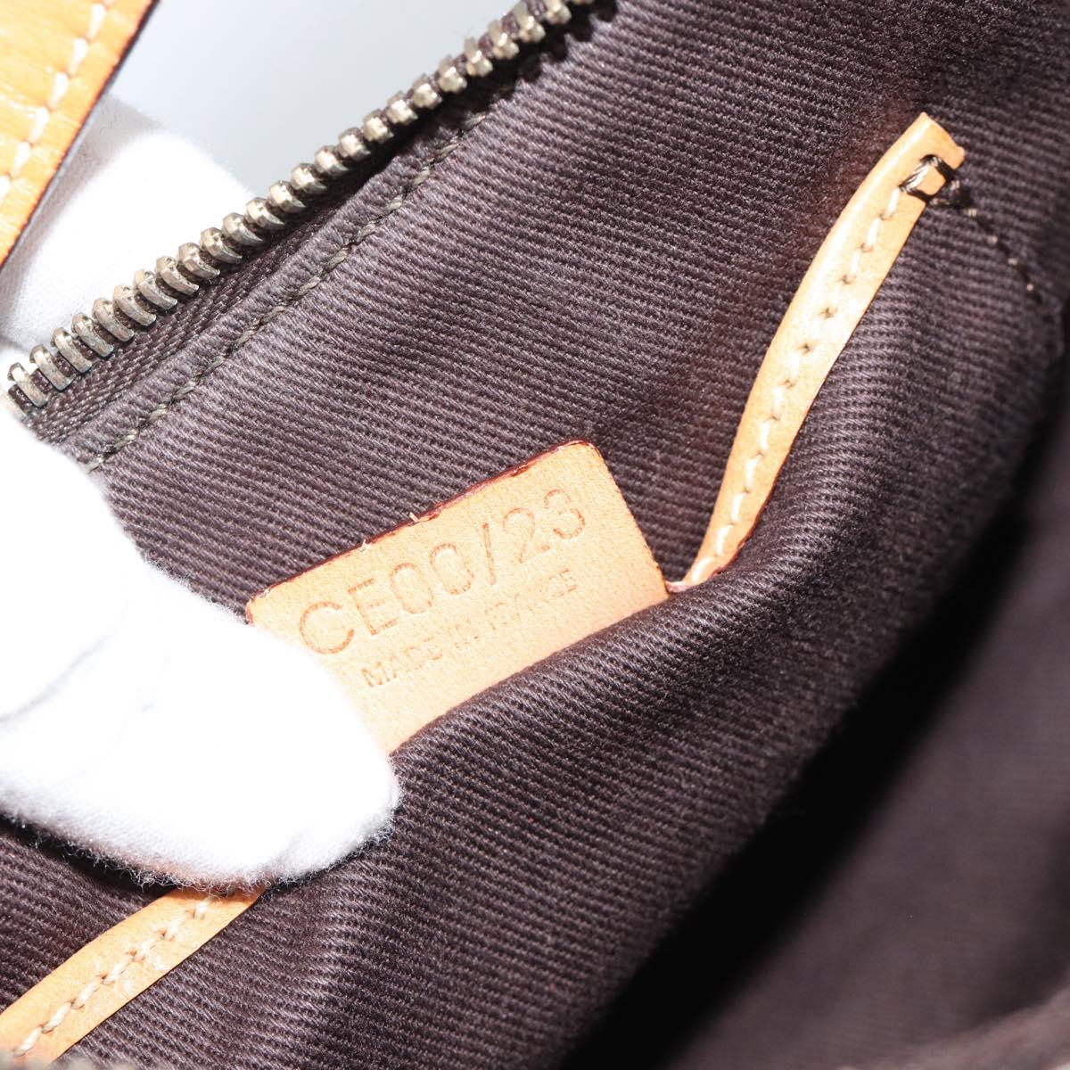 CELINE Macadam Canvas Hand Bag PVC Leather Brown Gold Auth 187973V