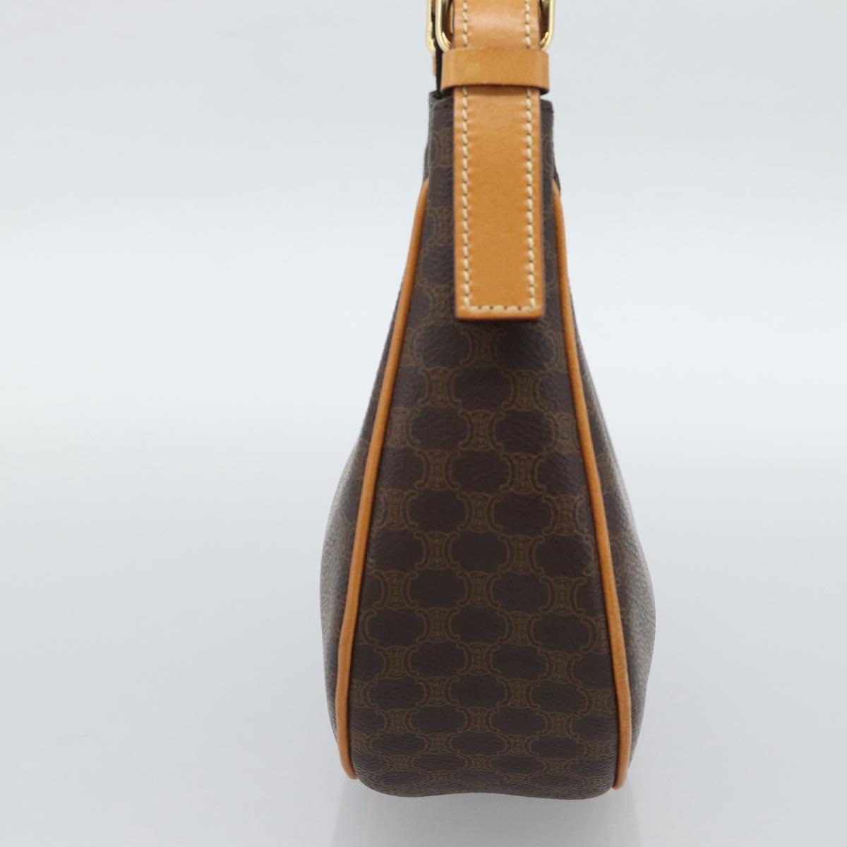 CELINE Macadam Canvas Hand Bag PVC Leather Brown Gold Auth 187973V