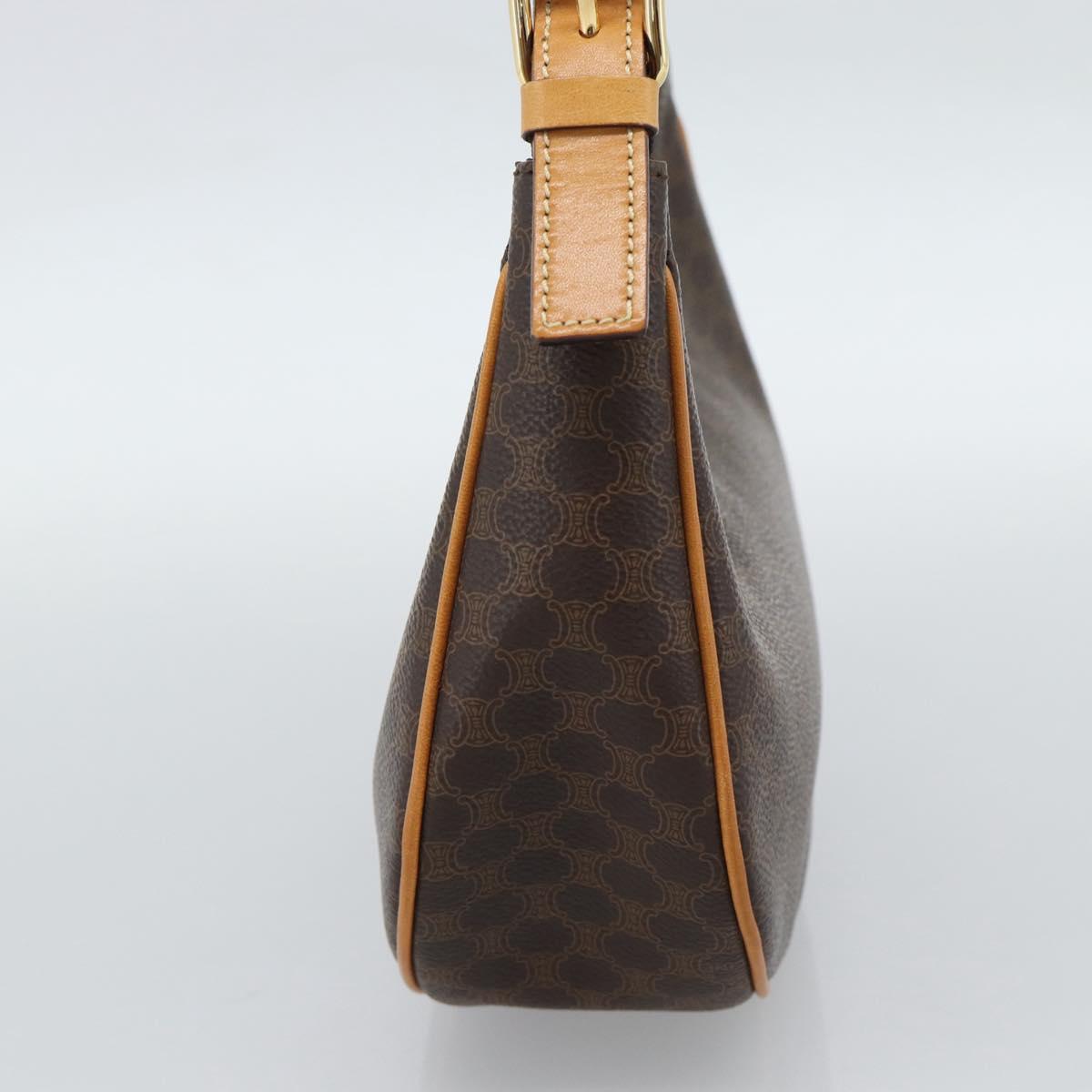 CELINE Macadam Canvas Hand Bag PVC Leather Brown Gold Auth 187973V