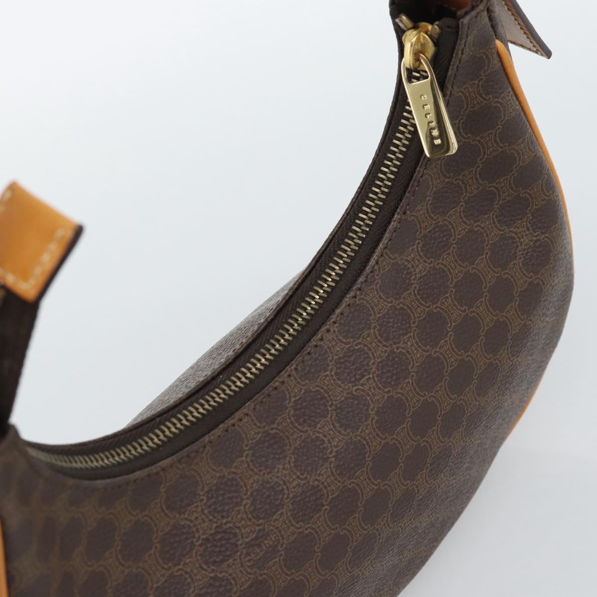 CELINE Macadam Canvas Hand Bag PVC Leather Brown Gold Auth 187973V