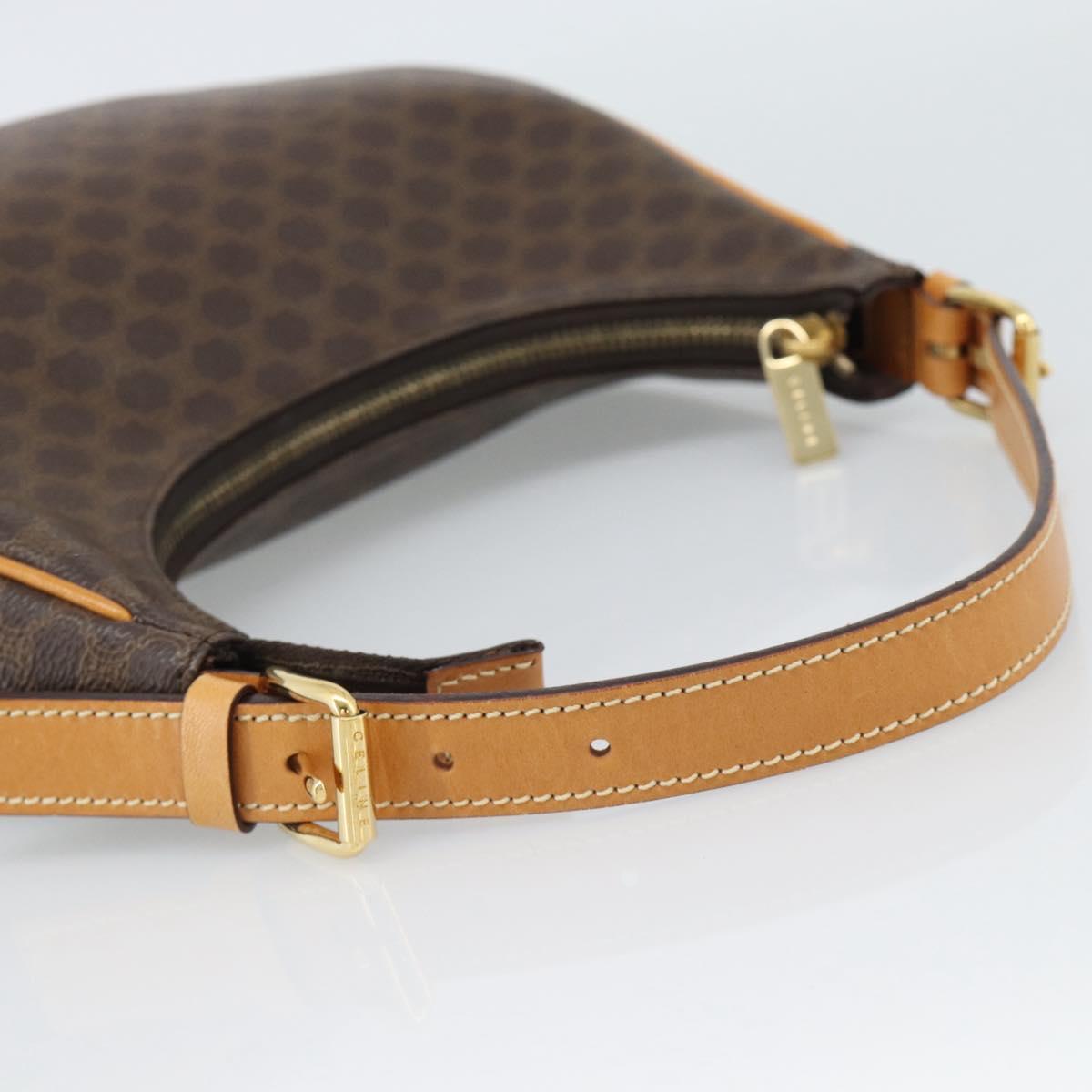 CELINE Macadam Canvas Hand Bag PVC Leather Brown Gold Auth 187973V