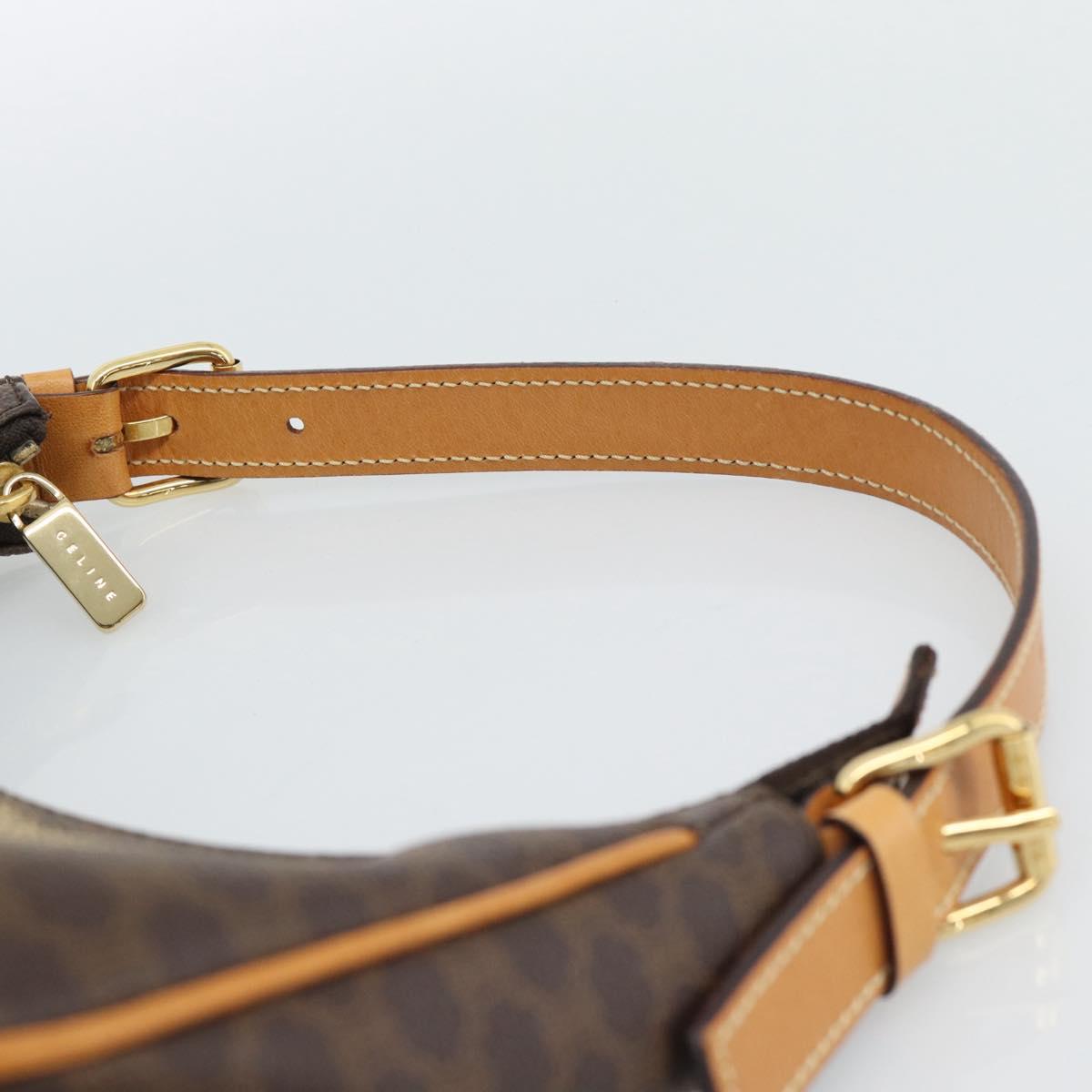 CELINE Macadam Canvas Hand Bag PVC Leather Brown Gold Auth 187973V
