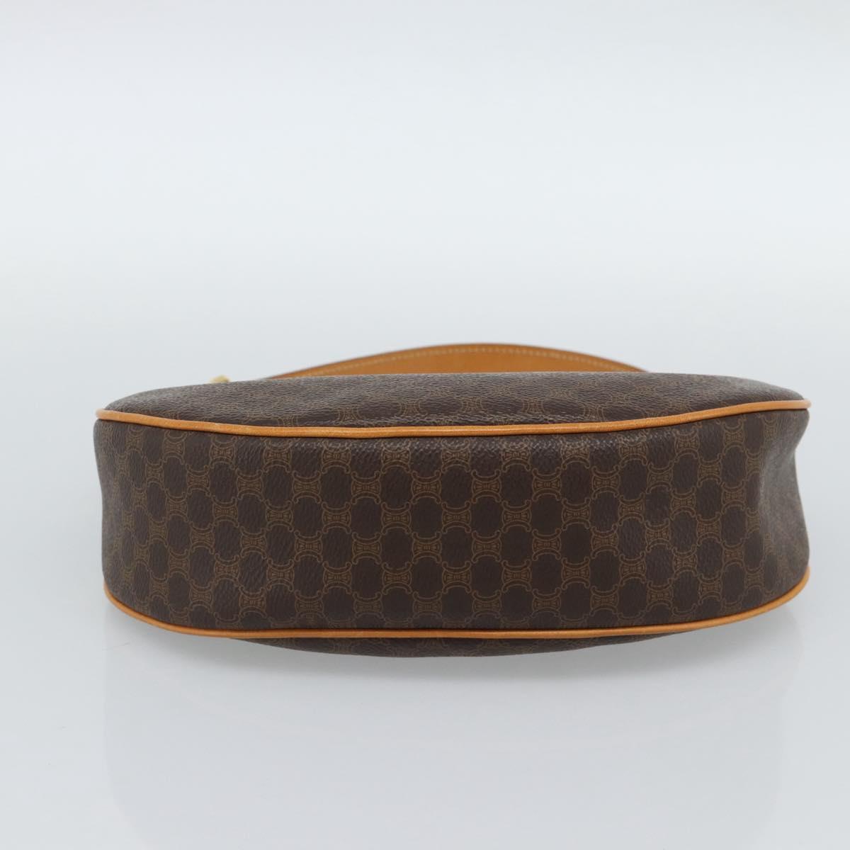 CELINE Macadam Canvas Hand Bag PVC Leather Brown Gold Auth 187973V