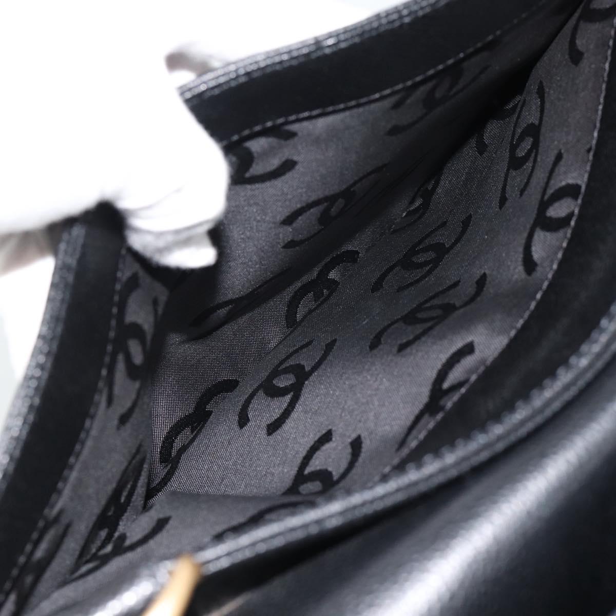 CHANEL Caviar Skin Tote Bag 2way Black Gold CC Auth 187977M