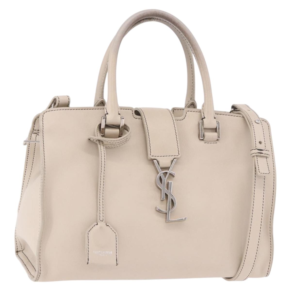 SAINT LAURENT Leather Baby Cabas Hand Bag 2way Auth 187980A