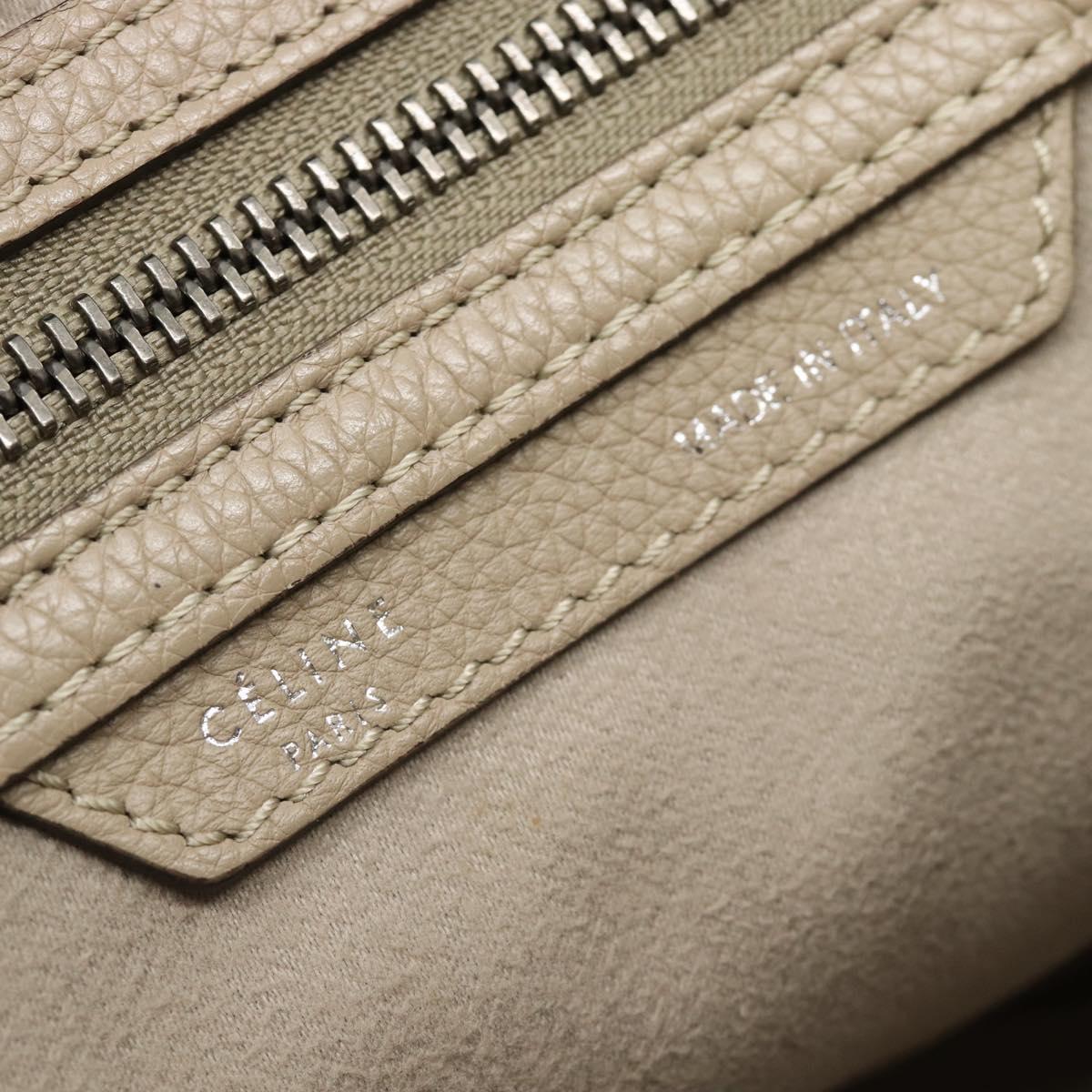 CELINE Luggage Micro Shopper Hand Bag Leather Beige Auth 187981V
