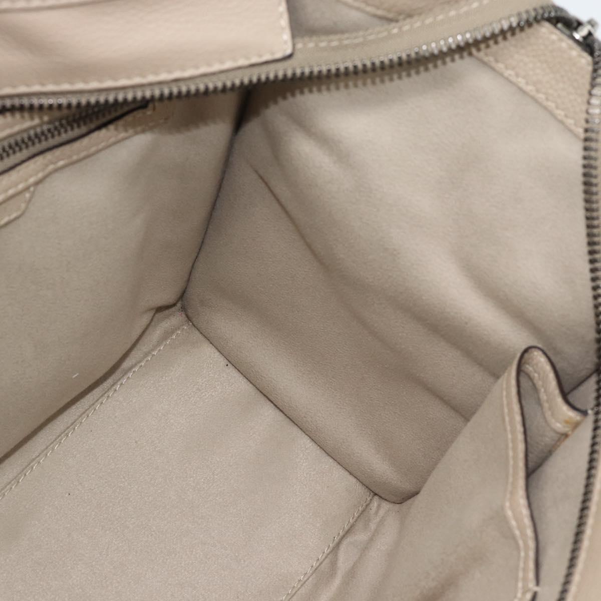 CELINE Luggage Micro Shopper Hand Bag Leather Beige Auth 187981V